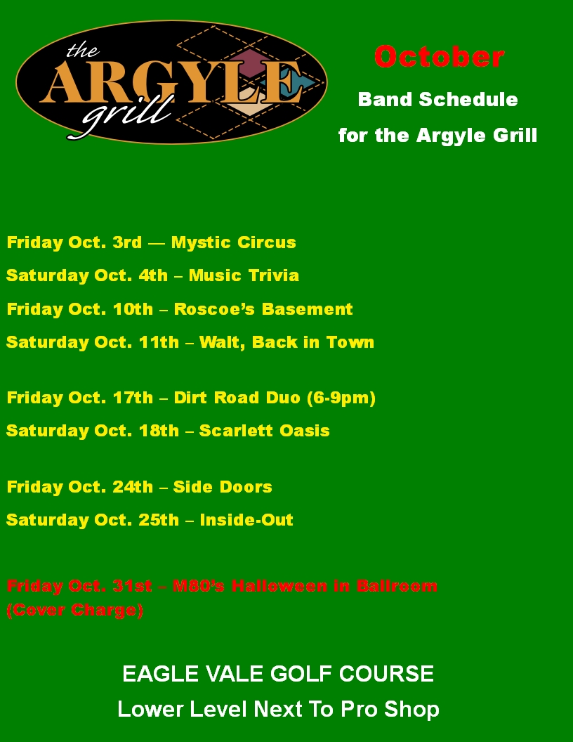 October Argyle Band Schedule